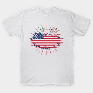 4th of July Fireworks Spectacular, Independence Day, fireworks, celebration, patriotic, crowd, holiday, festive, night, USA, cheer T-Shirt